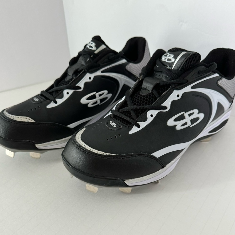 Boombah Men's Size 12 Cleats Softball Metal Black White Men’s Shoes EUC Sports